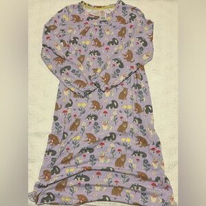 Mini Boden Ariel Twirly Cat Print Long Sleeve Cotton Nightgown Size L (11/12)